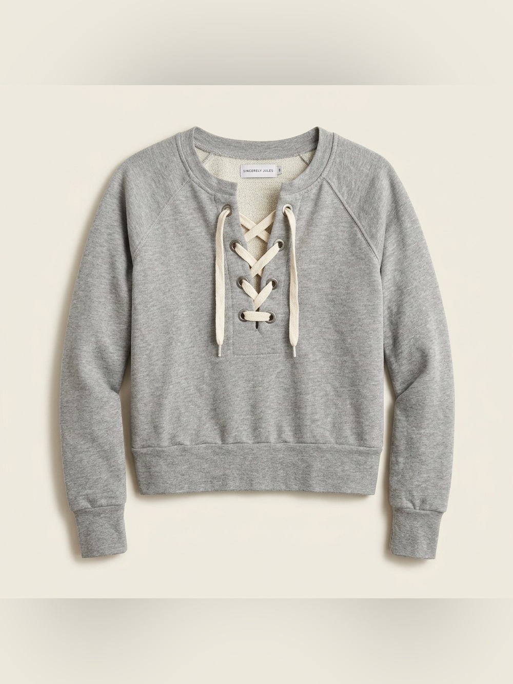 Sincerely Jules Kaia Lace Up Sweatshirt Gray Size S